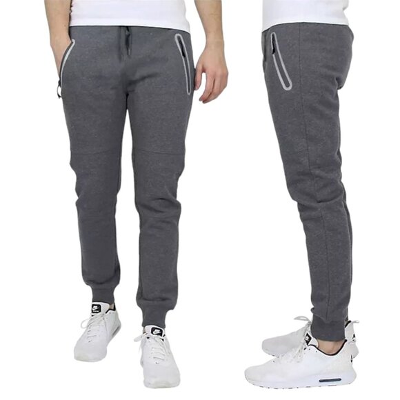 LYREBIRD ATELIER Slim Fit Fleece Jogger Sweatpants In Charcoal - Size Large - Picture 1 of 5